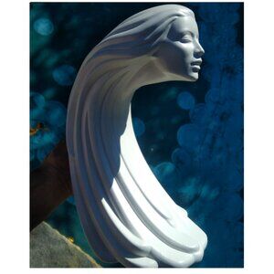 Gorgeous Sittre Ceramic Bisque Art Deco Style Woman in the Wind Sculpture